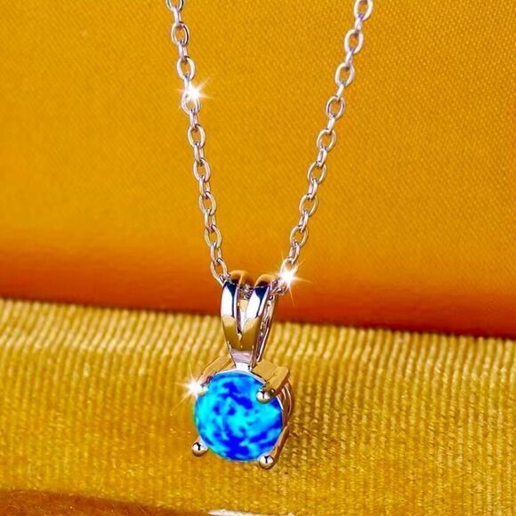 AYM #2Lovely Round Blue Opal & Sterling 925 Silver - Picture 6 of 6